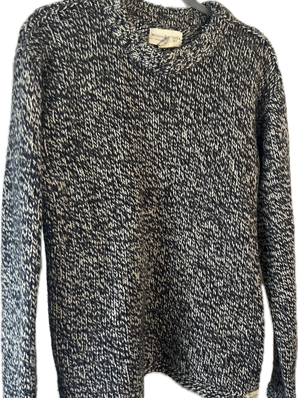 Denim & Supply Ralph Lauren Wool Blend Black and White Chunky Marled Sweater